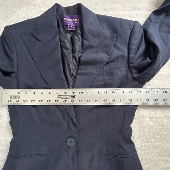 Ralph Lauren Purple Label Womens Blazer 4 100% Silk Navy Career Made In USA - Picture 7 of 10
